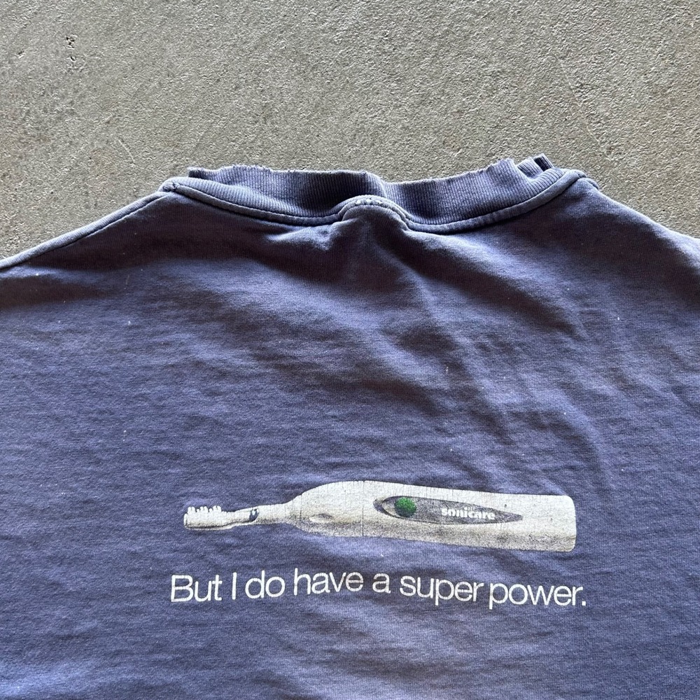 Vintage 90s Sonicare Promo Shirt Size Large Faded Blue X Ray Toothbrush Teeth - Picture 5 of 6